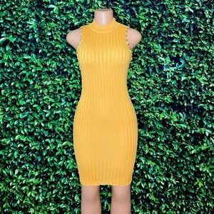 Mock Neck Studded Rib-Knit Dress